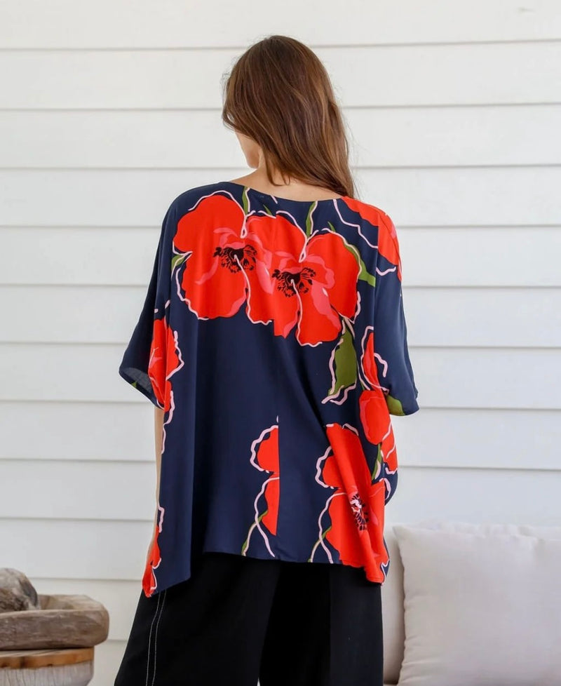 Remi Top - Navy/Red