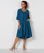 Jacquard Double Pocket Dress - Blue