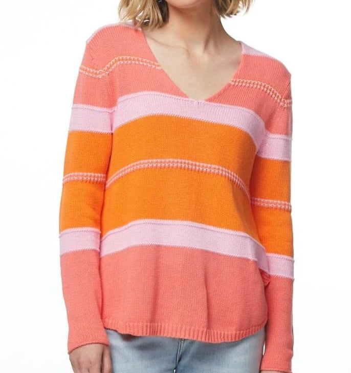 Cotton V Sweater - Coral