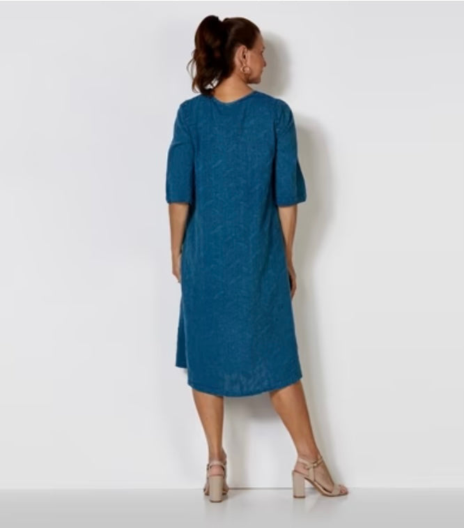 Jacquard Double Pocket Dress - Blue