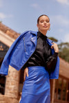 Sandy Faux Leather Jacket - Blue