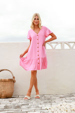 Drop Hem Dress - Pink