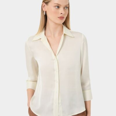 Forcast Hailee 3/4 Sleeve Satin Blouse