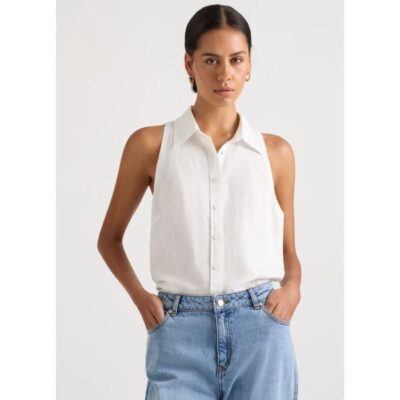 David Lawrence Una Sleeveless Linen Shirt