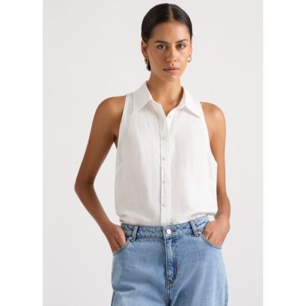 David Lawrence Una Sleeveless Linen Shirt