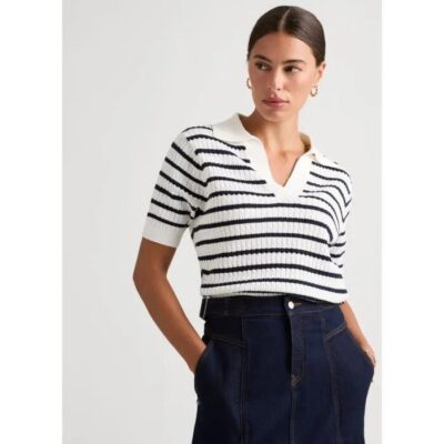 David Lawrence Tristen Striped Knit Polo