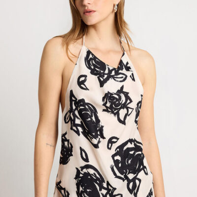 Ode Gene Cowl Halter Black Rose