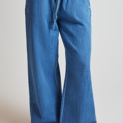 Ode Carter Wide Leg Pant Mid Denim Wash