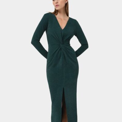 Forcast Giada Twist Knit Glitter Dress