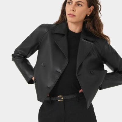Forcast Kim Cropped Pu Leather Jacket