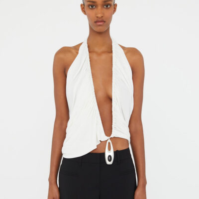 Christopher Esber Lavalliere Draped Jersey Halter Top