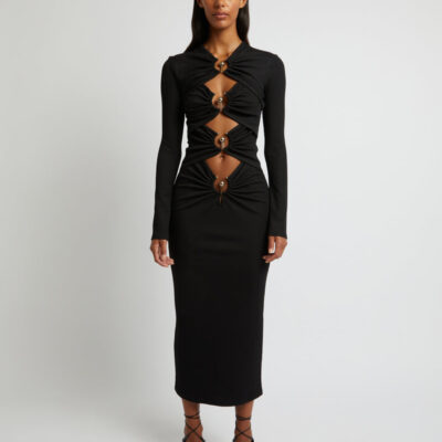 Christopher Esber Orbit Ruched Long Sleeve Dress