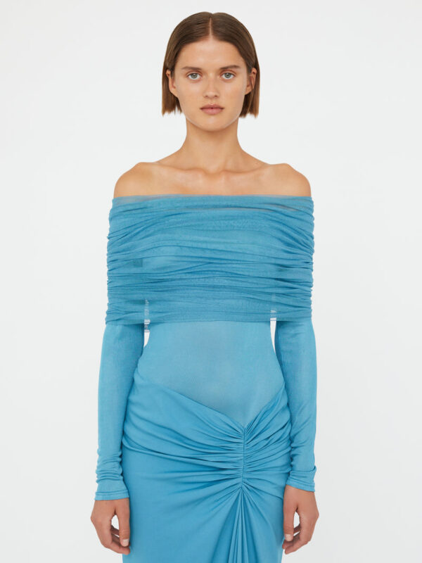 Christopher Esber Sonora Veiled Long Sleeve Ruched Dress - Image 2