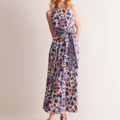 Boden Linen Maxi Halter Dress