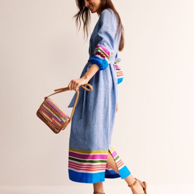 Boden Linen Maxi Notch Neck Dress