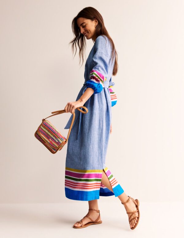 Boden Linen Maxi Notch Neck Dress