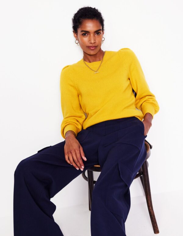Boden Pleated Sleeve Cashmere Jumper