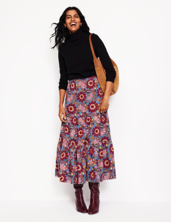 Boden Viv Cord Tiered Maxi Skirt