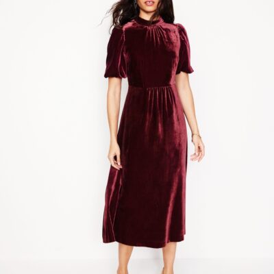 Boden High Neck Velvet Dress