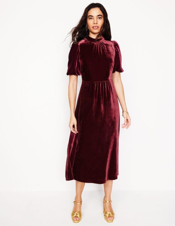 Boden High Neck Velvet Dress
