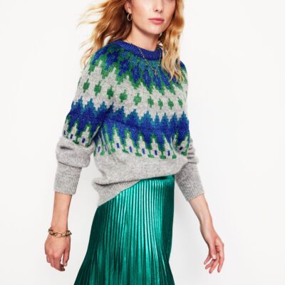 Boden Kat Sparkle Fair Isle Jumper