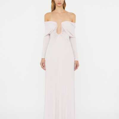Christopher Esber Arced Palm Strapless Shawl Gown
