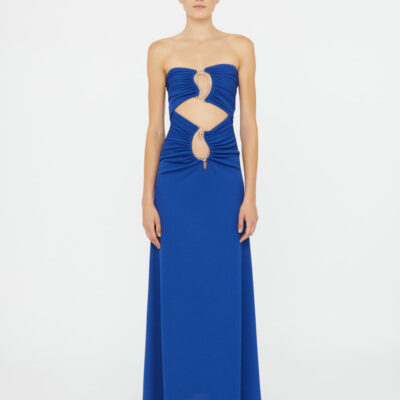Christopher Esber Paisley Ruched Disconnect Strapless Dress