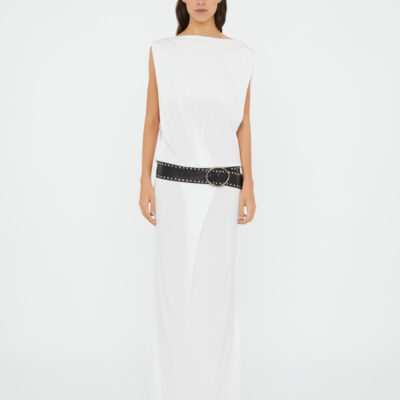 Christopher Esber Leather Belted Drop Jersey Dress