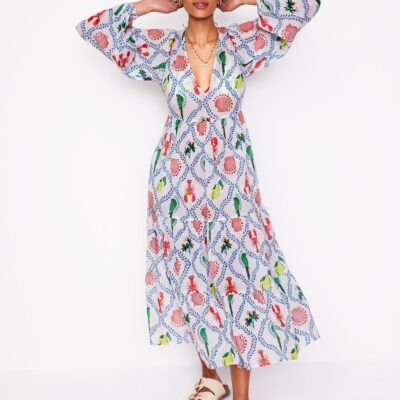 Boden V Neck Tiered Cotton Kaftan