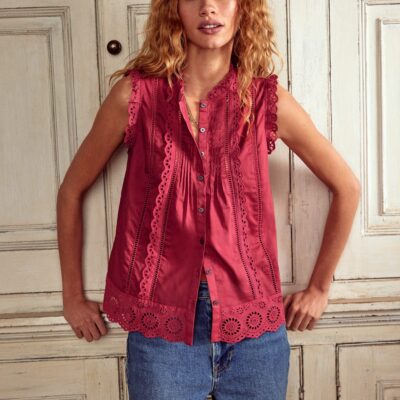 Boden Sleeveless Broderie Top