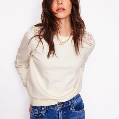 Boden Crochet Trim Sweatshirt