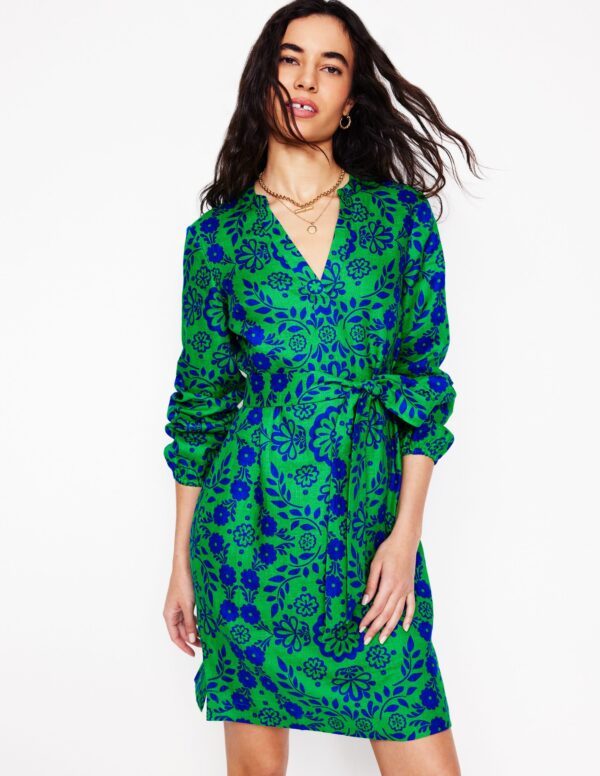 Boden Cleo Linen Tie Waist Dress