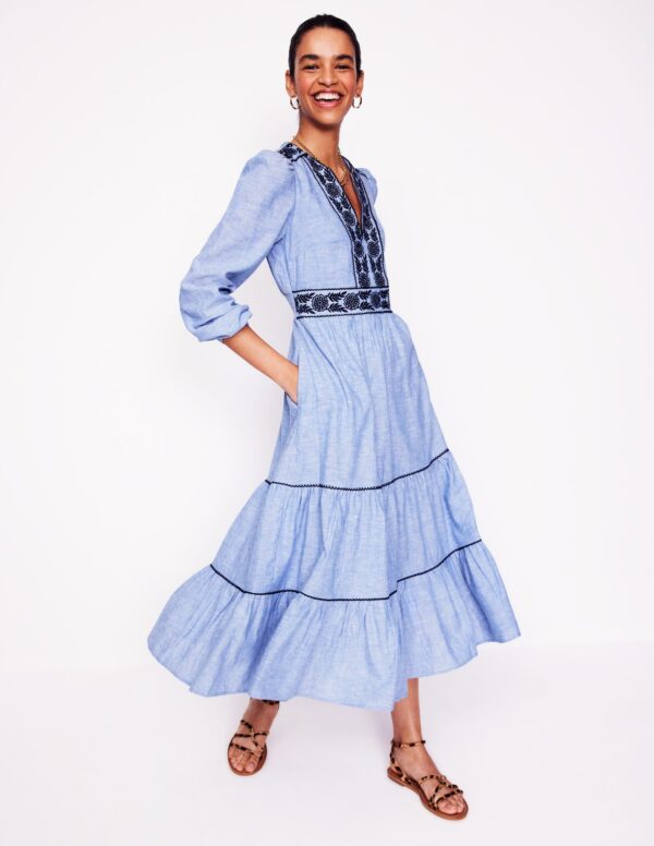 Boden Violet Linen Blend Midi Dress