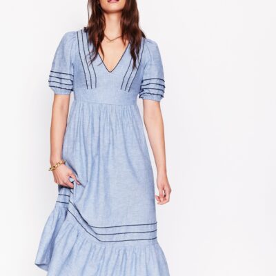 Boden Smocked Waist Linen Dress
