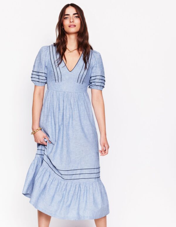 Boden Smocked Waist Linen Dress
