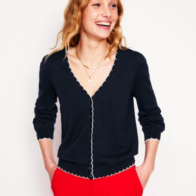 Boden Pru Scallop Trim Cardigan