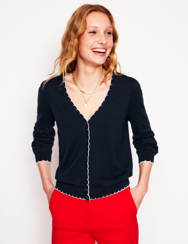 Boden Pru Scallop Trim Cardigan