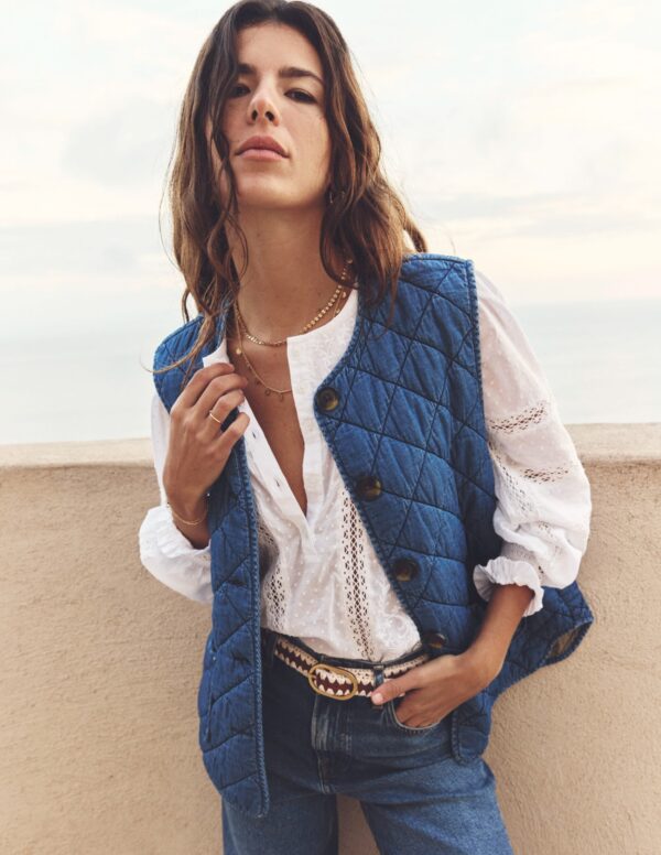 Boden Denim Quilted Gilet