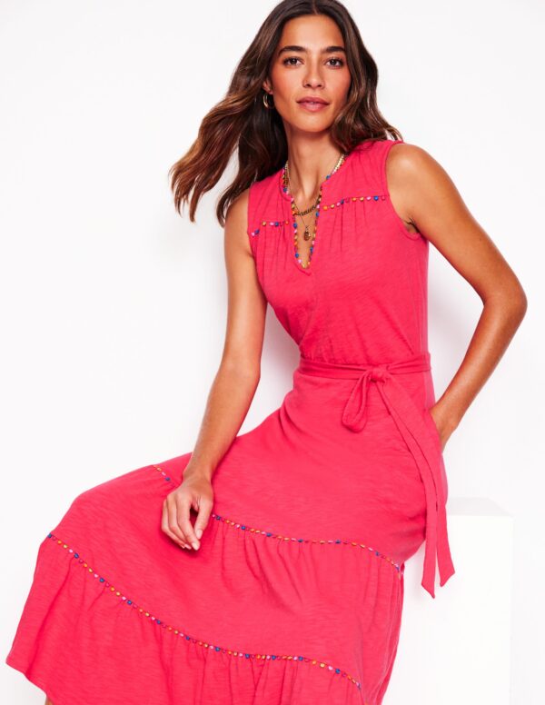Boden Tara Trim Tiered Jersey Dress