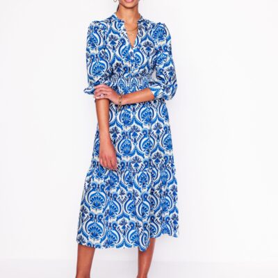 Boden Elena Tiered Cotton Midi Dress