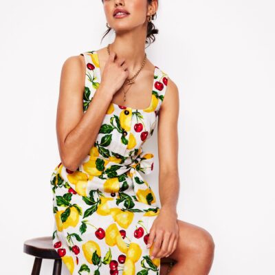 Boden Square Neck Linen Midi Dress