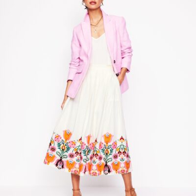 Boden Verity Embroidered Linen Skirt