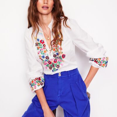 Boden Embroidered Cotton Top