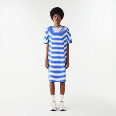 Lacoste Women's Lacoste Mid-Length Striped Cotton Jersey T-Shirt Dress