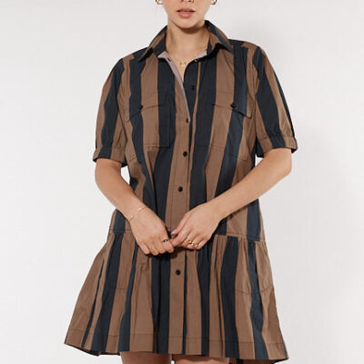Itami Giverny Dress Brown Stripe