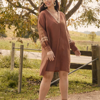 Adrift Kora Long Sleeve Linen Dress