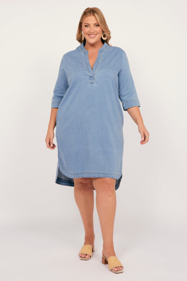 Adrift Lana Chambray Short Dress - Image 2