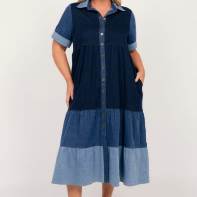 Adrift Sabre Denim Collared Dress