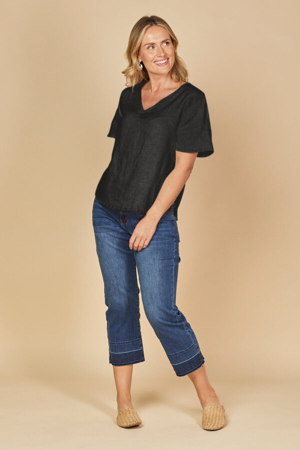 Adrift Tamara Flutter Sleeve Linen Top - Image 2