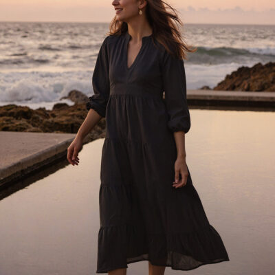 Adrift Sabre Linen V-Neck Dress